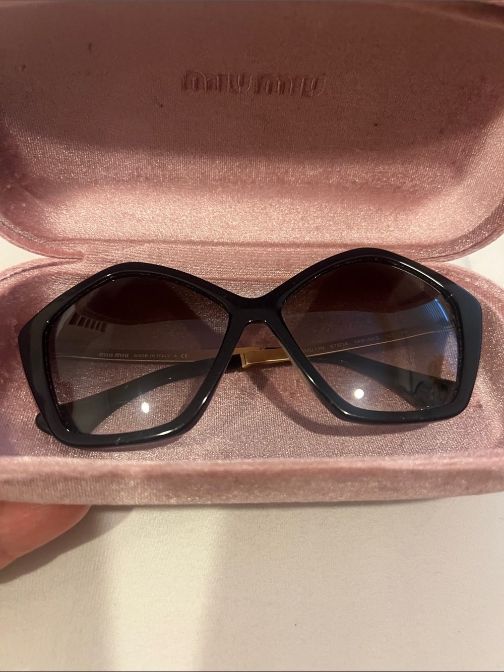 Miu Miu Black Oversized Geometric Sunglasses